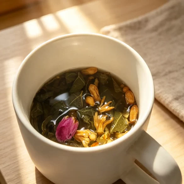 Tisane beauté naturelle infusée Infusion de la tisane beauté naturelle infusée dans une tasse