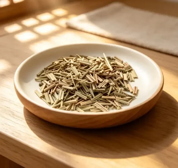 Ingrédients de la tisane jambes légères Ingrédients de la tisane jambes légères dans une assiette.